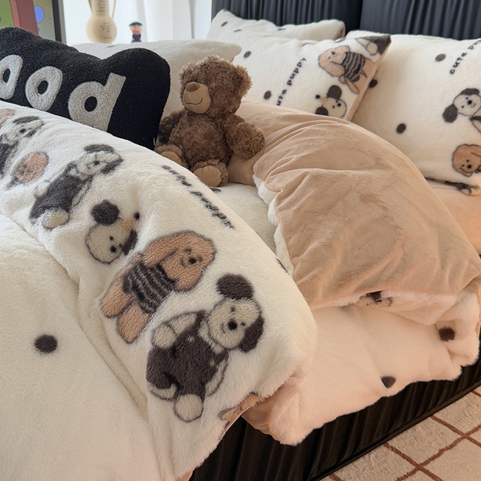 91家纺网 家纺一手货源 找家纺 HL原创 2025新款兔毛绒四件套 小萌物