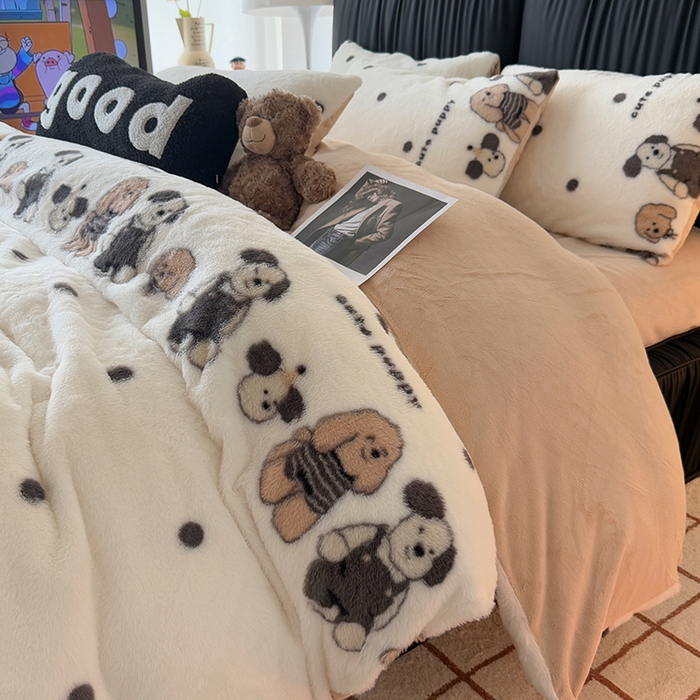 91家纺网 家纺一手货源 找家纺 HL原创 2025新款兔毛绒四件套 小萌物