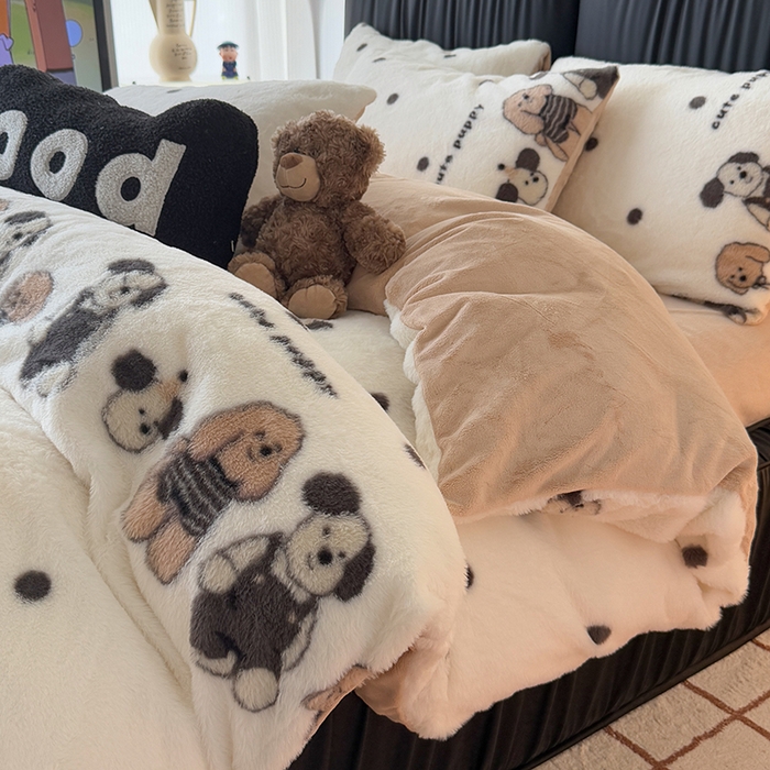 91家纺网 家纺一手货源 找家纺 HL原创 2025新款兔毛绒四件套 小萌物