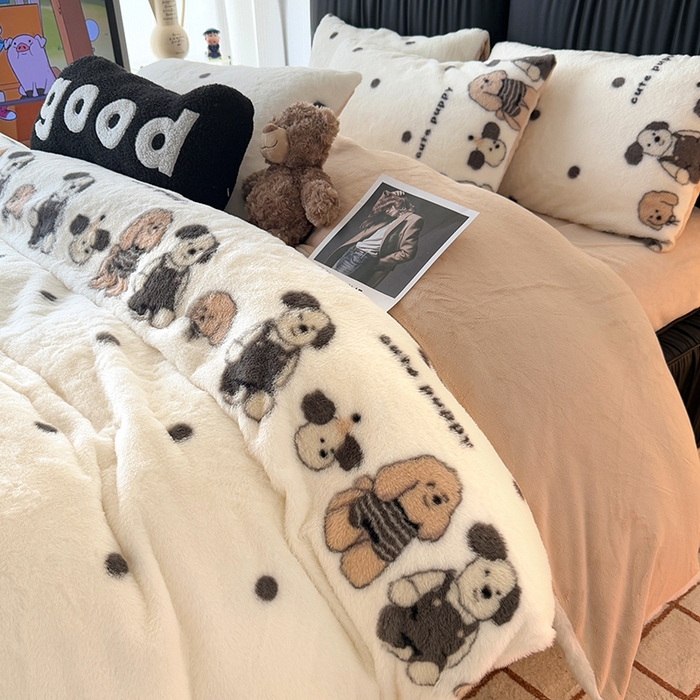 91家纺网 家纺一手货源 找家纺 HL原创 2025新款兔毛绒四件套 小萌物