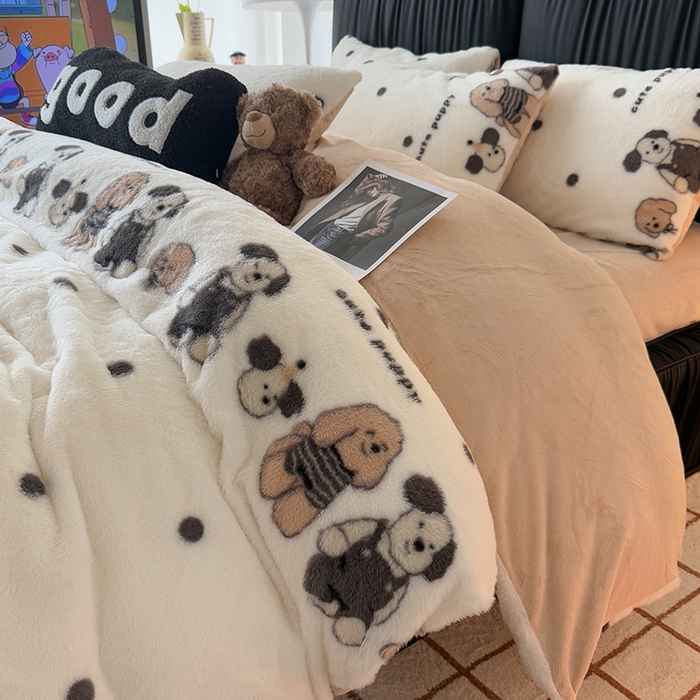 91家纺网 家纺一手货源 找家纺 HL原创 2025新款兔毛绒四件套 小萌物