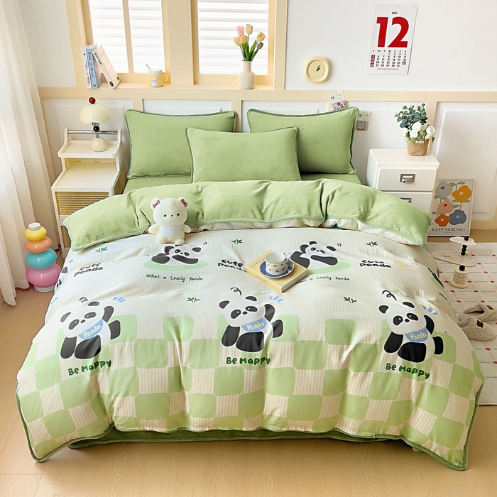 91家纺网 家纺一手货源 找家纺 （总）琪琪阁家纺 2025秋冬新款全棉加牛奶绒单被套棉加绒被套