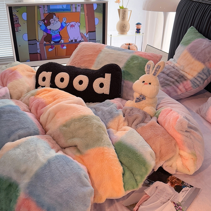 HL原创 2025新款兔毛绒四件套 悦动