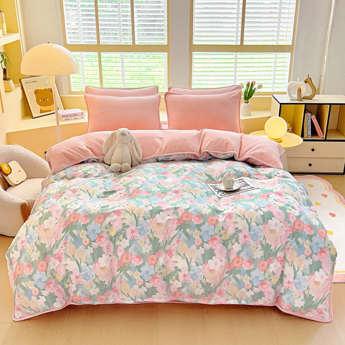 91家纺网 家纺一手货源 找家纺 （总）琪琪阁家纺 2025秋冬新款全棉加牛奶绒单被套棉加绒被套