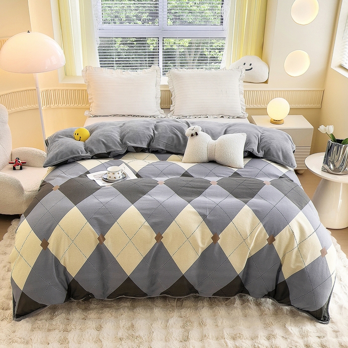 91家纺网 家纺一手货源 找家纺 （总）琪琪阁家纺 2025秋冬新款全棉加牛奶绒单被套棉加绒被套