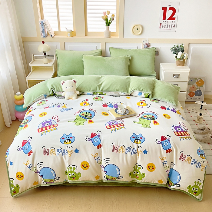 91家纺网 家纺一手货源 找家纺 （总）琪琪阁家纺 2025秋冬新款全棉加牛奶绒单被套棉加绒被套