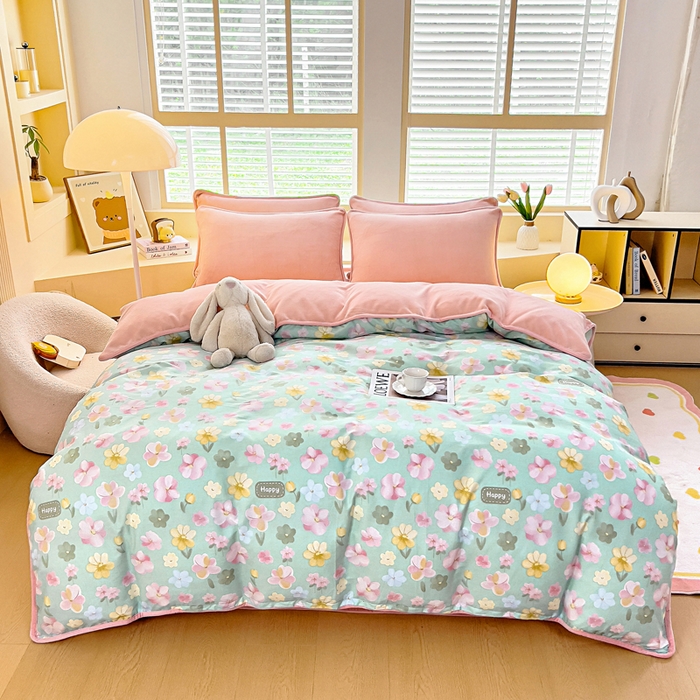 91家纺网 家纺一手货源 找家纺 （总）琪琪阁家纺 2025秋冬新款全棉加牛奶绒单被套棉加绒被套