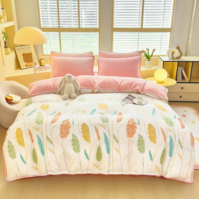 91家纺网 家纺一手货源 找家纺 （总）琪琪阁家纺 2025秋冬新款全棉加牛奶绒单被套棉加绒被套