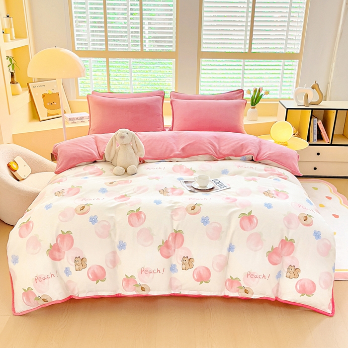 91家纺网 家纺一手货源 找家纺 （总）琪琪阁家纺 2025秋冬新款全棉加牛奶绒单被套棉加绒被套