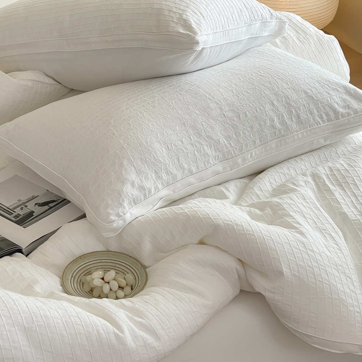 91家纺网 家纺一手货源 找家纺 一加一 2025新款全棉大提花益生菌立体抗菌被子被芯 花漾