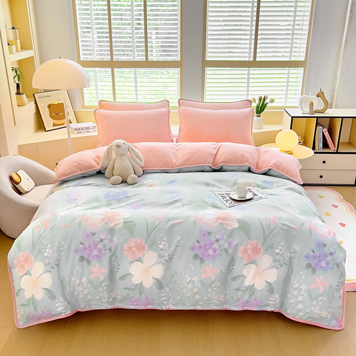 91家纺网 家纺一手货源 找家纺 （总）琪琪阁家纺 2025秋冬新款全棉加牛奶绒单被套棉加绒被套