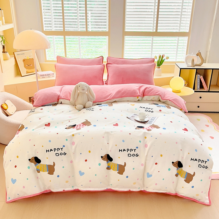 91家纺网 家纺一手货源 找家纺 （总）琪琪阁家纺 2025秋冬新款全棉加牛奶绒单被套棉加绒被套