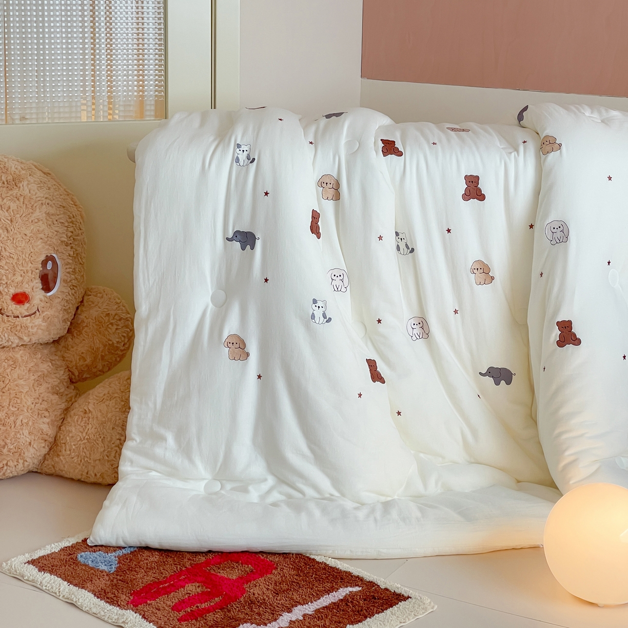 91家纺网 家纺一手货源 找家纺 （总）一加一 2025新款全棉双层皱皱纱刺绣蚕丝大豆抗菌被子被芯