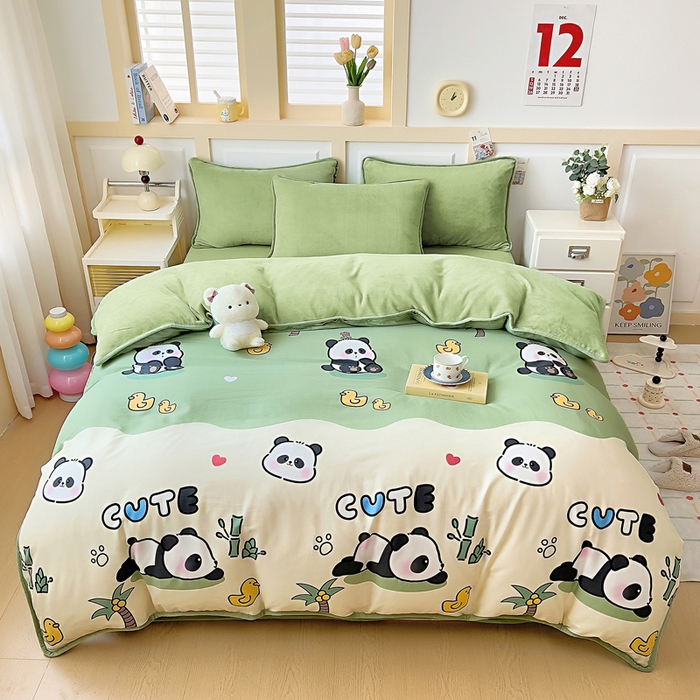 91家纺网 家纺一手货源 找家纺 （总）琪琪阁家纺 2025秋冬新款全棉加牛奶绒单被套棉加绒被套