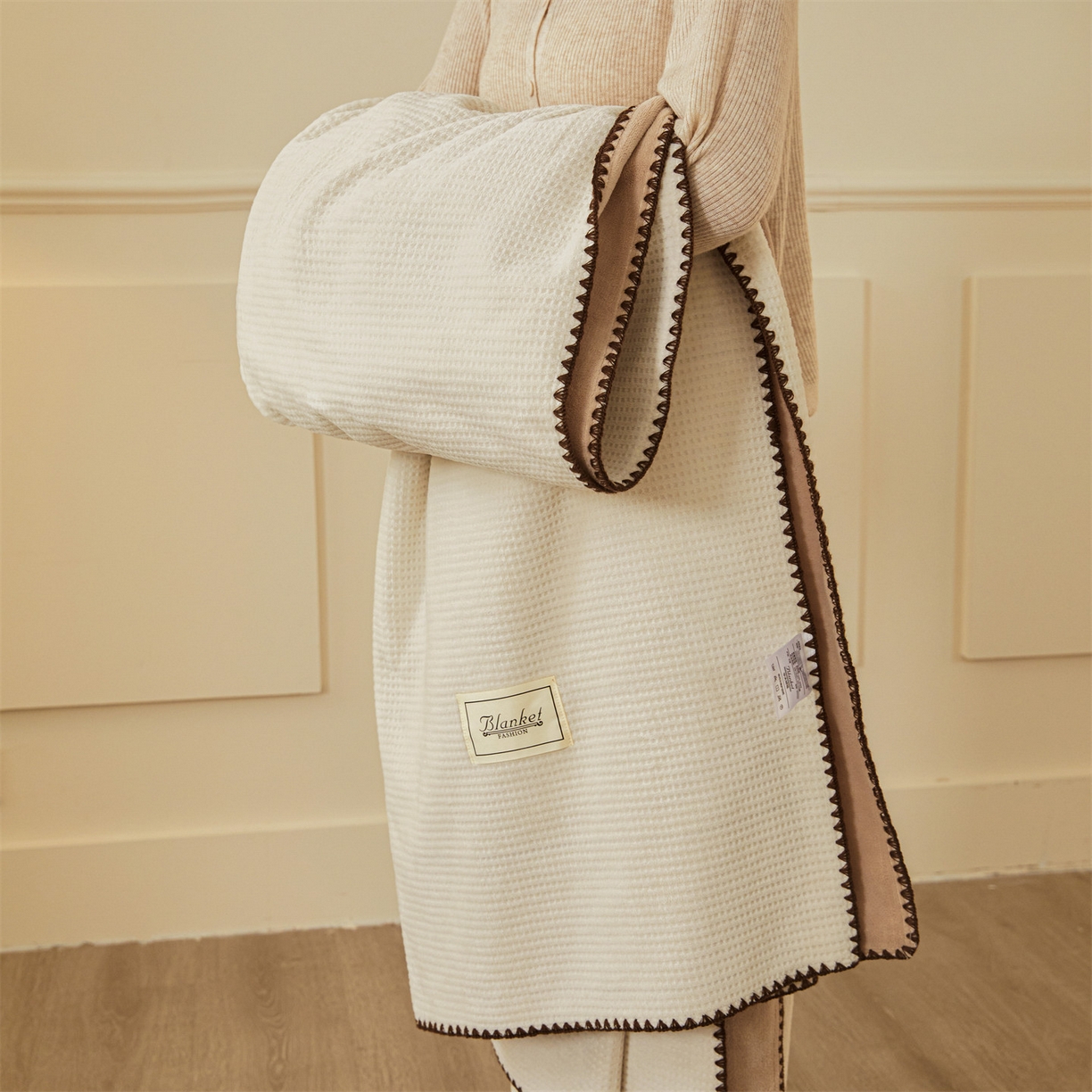 （总）雯豆家纺 2025新品华夫格毛毯盖毯双层加厚办公室披肩毯子