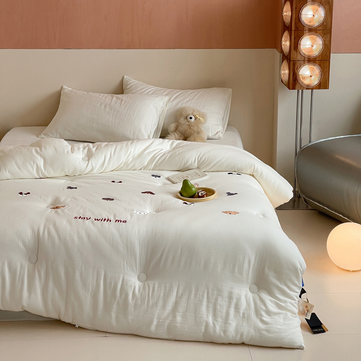 91家纺网 家纺一手货源 找家纺 一加一 2025新款全棉双层皱皱纱刺绣蚕丝大豆抗菌被子被芯 汪星人