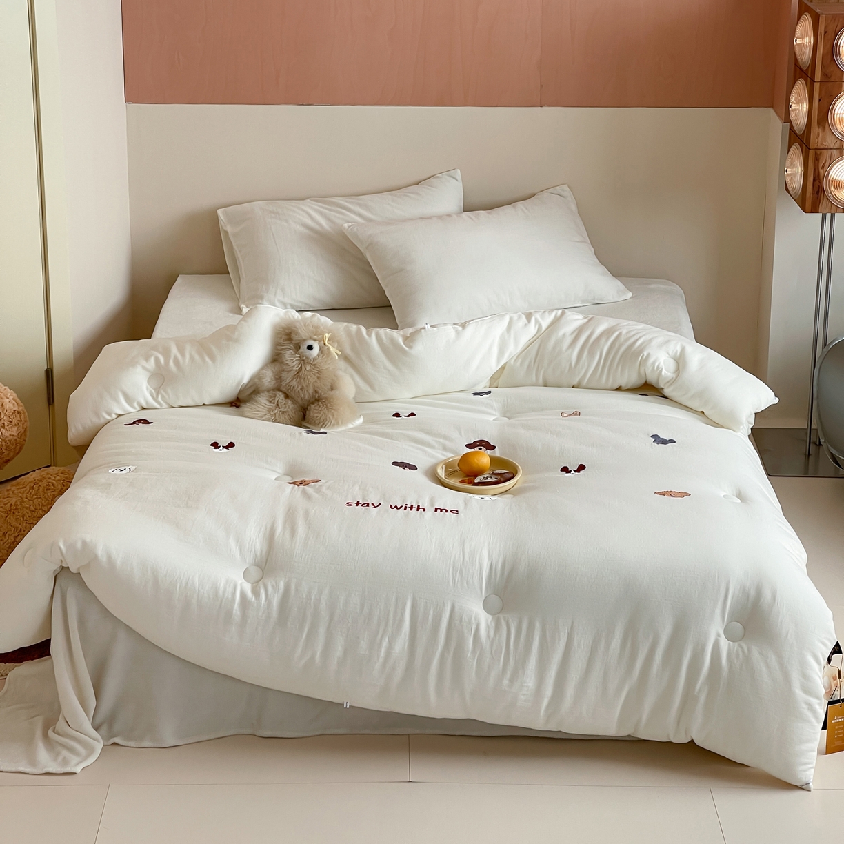 91家纺网 家纺一手货源 找家纺 一加一 2025新款全棉双层皱皱纱刺绣蚕丝大豆抗菌被子被芯 汪星人