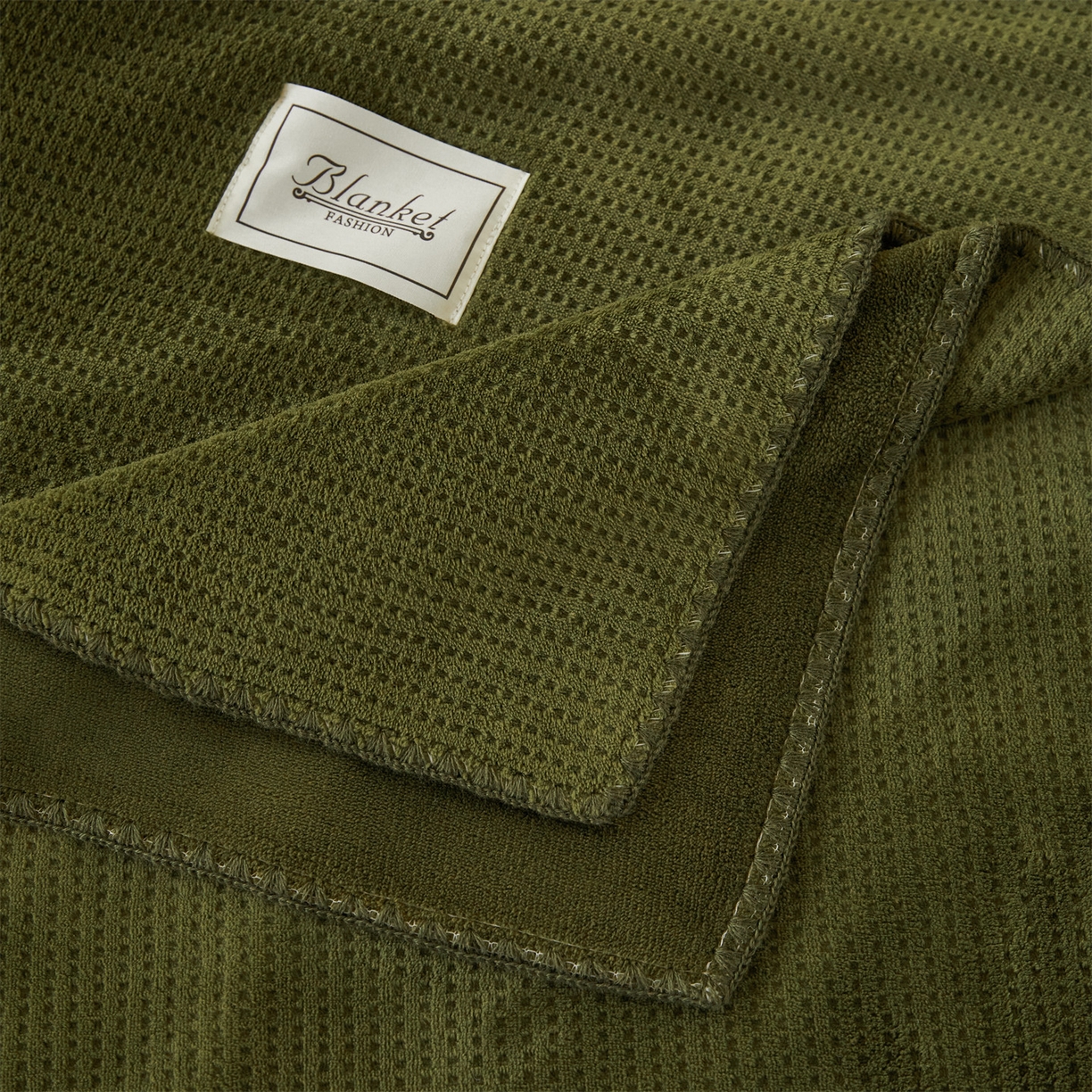 91家纺网 家纺一手货源 找家纺 雯豆家纺 2025新品华夫格毛毯盖毯双层加厚办公室披肩毯子 自由风-墨绿