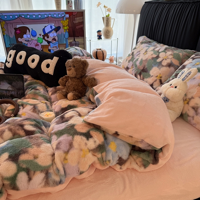 91家纺网 家纺一手货源 找家纺 （总）HL原创 2025新款兔毛绒单品被套单件被套