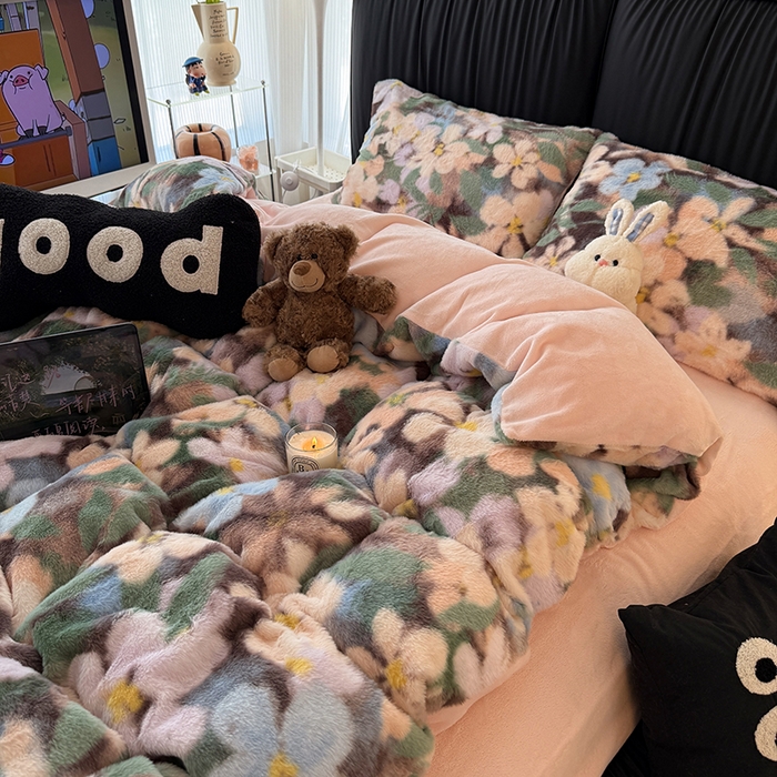 91家纺网 家纺一手货源 找家纺 （总）HL原创 2025新款兔毛绒单品被套单件被套