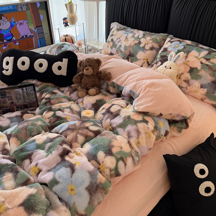 91家纺网 家纺一手货源 找家纺 （总）HL原创 2025新款兔毛绒单品被套单件被套