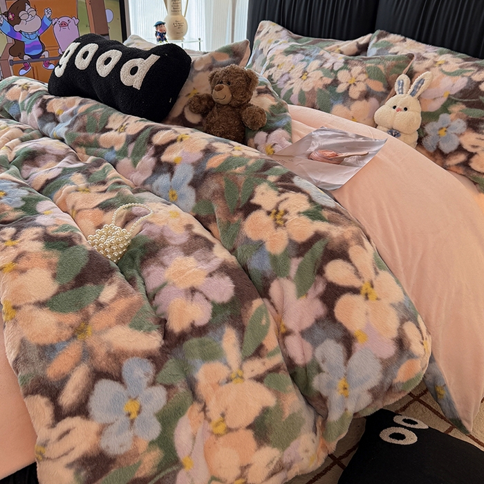 91家纺网 家纺一手货源 找家纺 （总）HL原创 2025新款兔毛绒单品被套单件被套