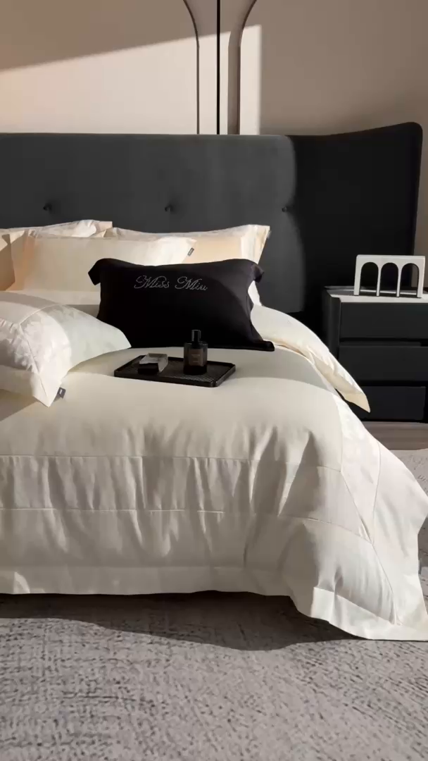 91家纺网 家纺一手货源 找家纺 MIU缪家居 2025新款100支全棉四件套-卡缦【控价368】 卡缦-米白