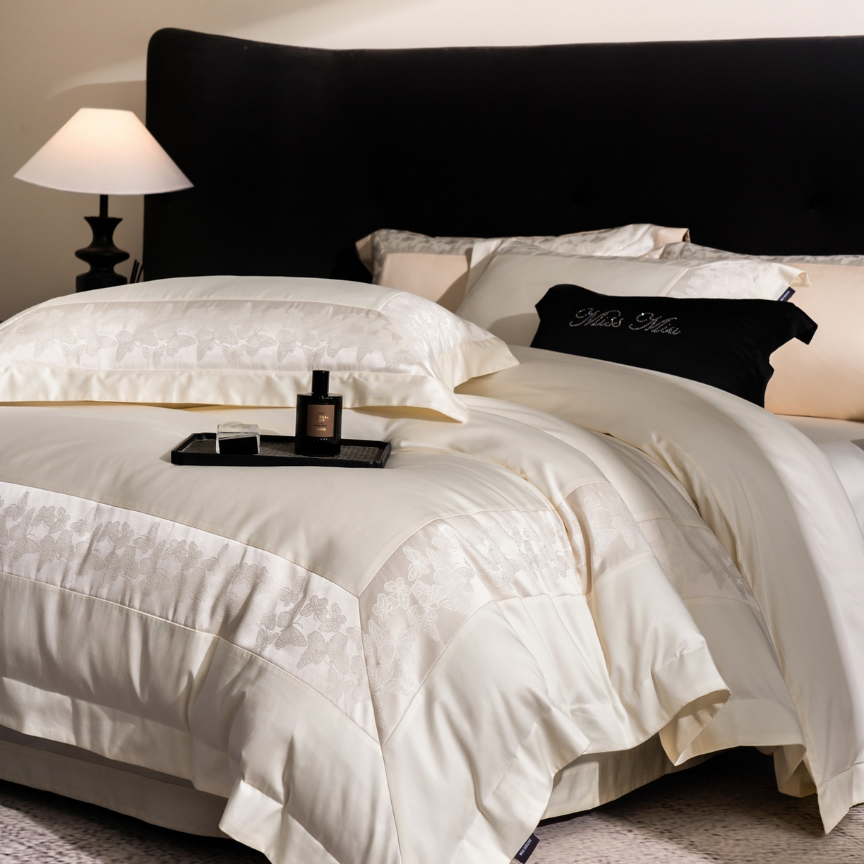 91家纺网 家纺一手货源 找家纺 MIU缪家居 2025新款100支全棉四件套-卡缦【控价368】 卡缦-米白