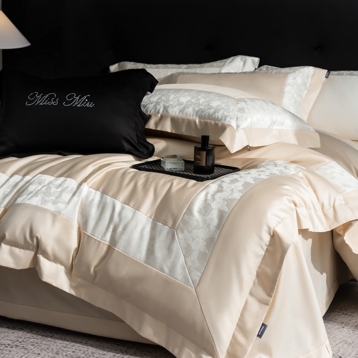 91家纺网 家纺一手货源 找家纺 MIU缪家居 2025新款100支全棉四件套-卡缦【控价368】 卡缦-香槟