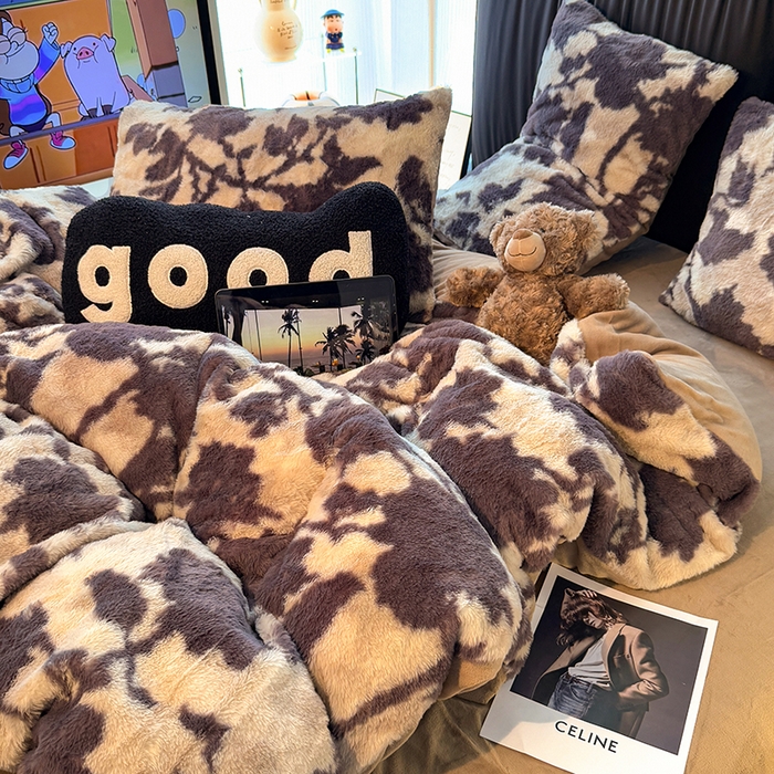 91家纺网 家纺一手货源 找家纺 HL原创 2025新款兔毛绒单品被套单件被套 洛可可