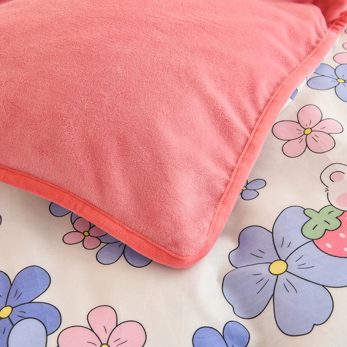 91家纺网 家纺一手货源 找家纺 琪琪阁家纺 2025秋冬新款全棉加牛奶绒单被套棉加绒被套 初恋日记