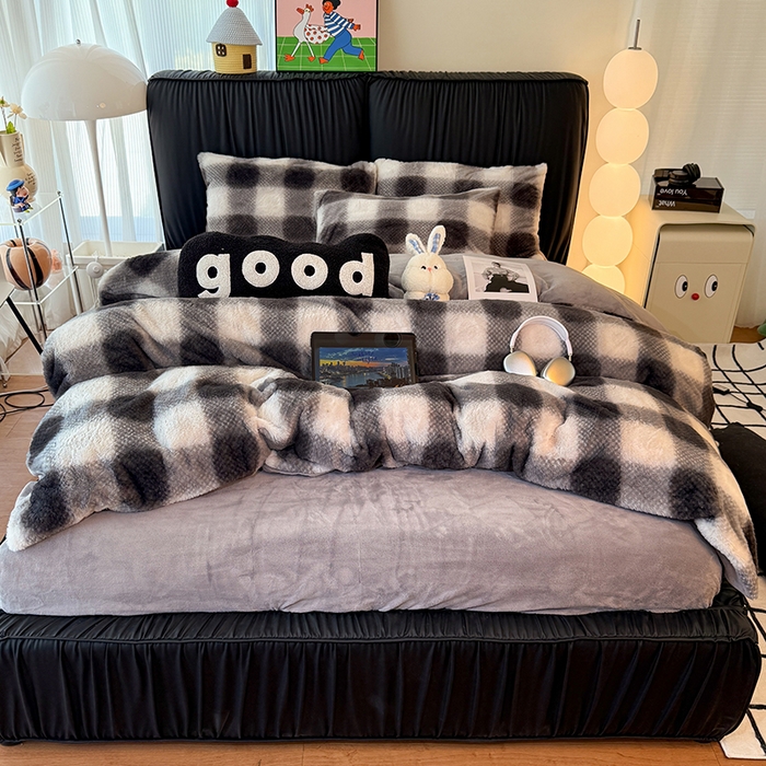 91家纺网 家纺一手货源 找家纺 HL原创 2025新款兔毛绒单品被套单件被套 绅士