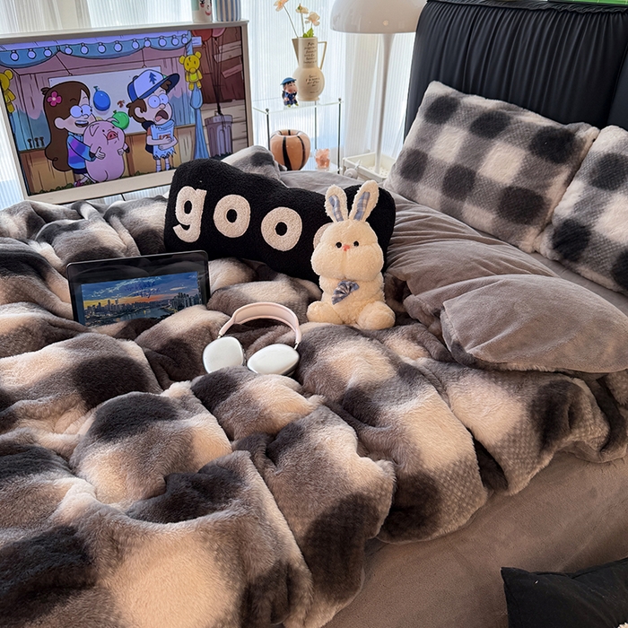 91家纺网 家纺一手货源 找家纺 HL原创 2025新款兔毛绒单品被套单件被套 绅士