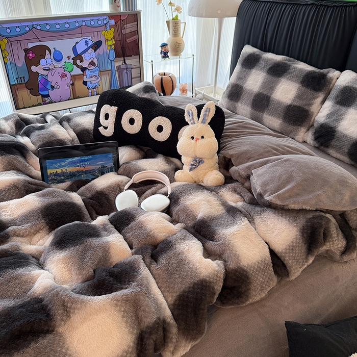 91家纺网 家纺一手货源 找家纺 HL原创 2025新款兔毛绒单品被套单件被套 绅士