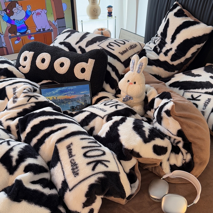 HL原创 2025新款兔毛绒单品被套单件被套 时尚斑马