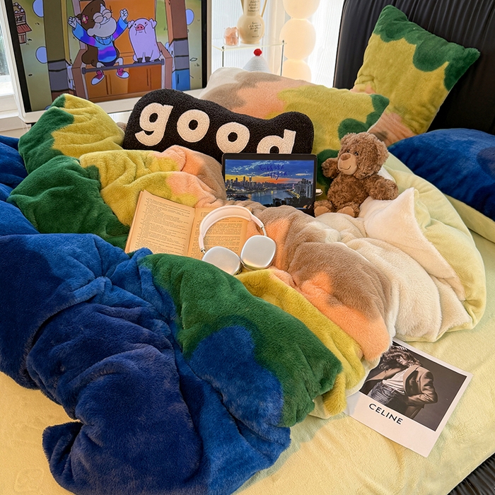 91家纺网 家纺一手货源 找家纺 HL原创 2025新款兔毛绒单品被套单件被套 晚霞