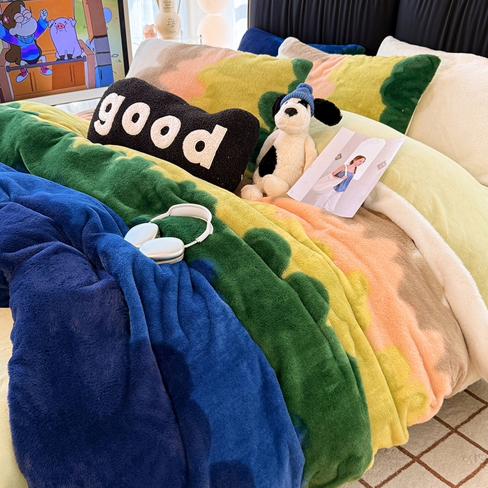 91家纺网 家纺一手货源 找家纺 HL原创 2025新款兔毛绒单品被套单件被套 晚霞