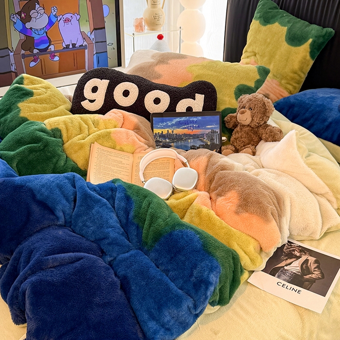 91家纺网 家纺一手货源 找家纺 HL原创 2025新款兔毛绒单品被套单件被套 晚霞