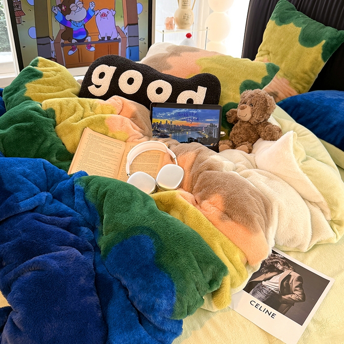 91家纺网 家纺一手货源 找家纺 HL原创 2025新款兔毛绒单品被套单件被套 晚霞