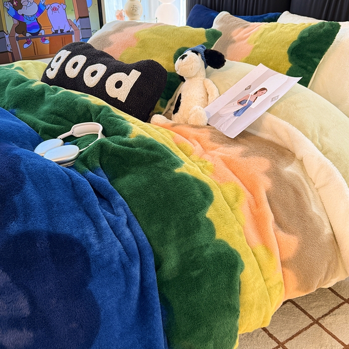 91家纺网 家纺一手货源 找家纺 HL原创 2025新款兔毛绒单品被套单件被套 晚霞