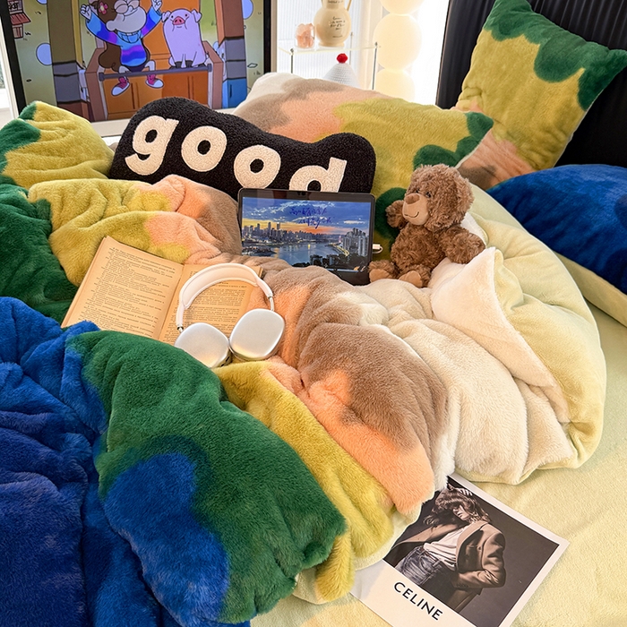 91家纺网 家纺一手货源 找家纺 HL原创 2025新款兔毛绒单品被套单件被套 晚霞