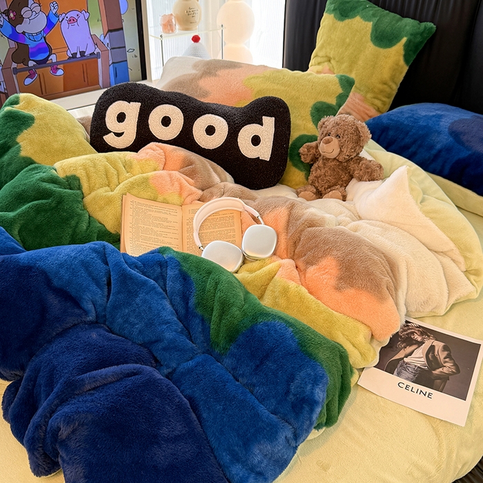 91家纺网 家纺一手货源 找家纺 HL原创 2025新款兔毛绒单品被套单件被套 晚霞