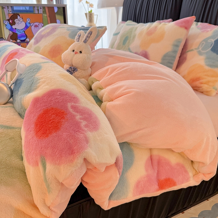 91家纺网 家纺一手货源 找家纺 HL原创 2025新款兔毛绒单品被套单件被套 五彩缤纷