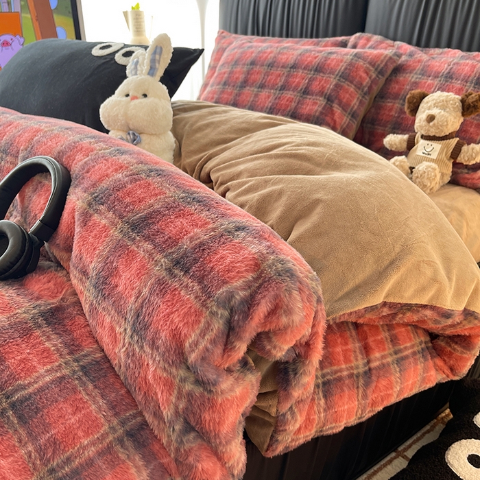 91家纺网 家纺一手货源 找家纺 HL原创 2025新款兔毛绒单品被套单件被套 喜乐