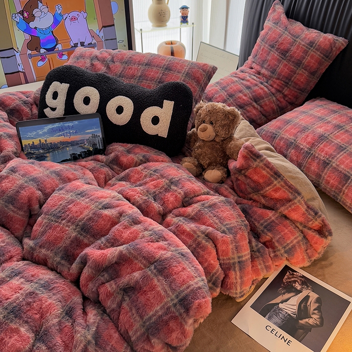 91家纺网 家纺一手货源 找家纺 HL原创 2025新款兔毛绒单品被套单件被套 喜乐