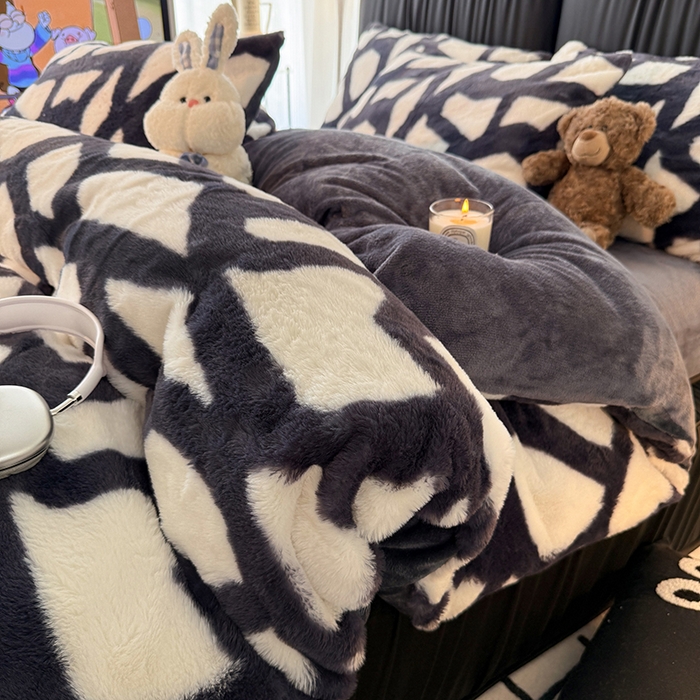 91家纺网 家纺一手货源 找家纺 HL原创 2025新款兔毛绒单品被套单件被套 自由-黑