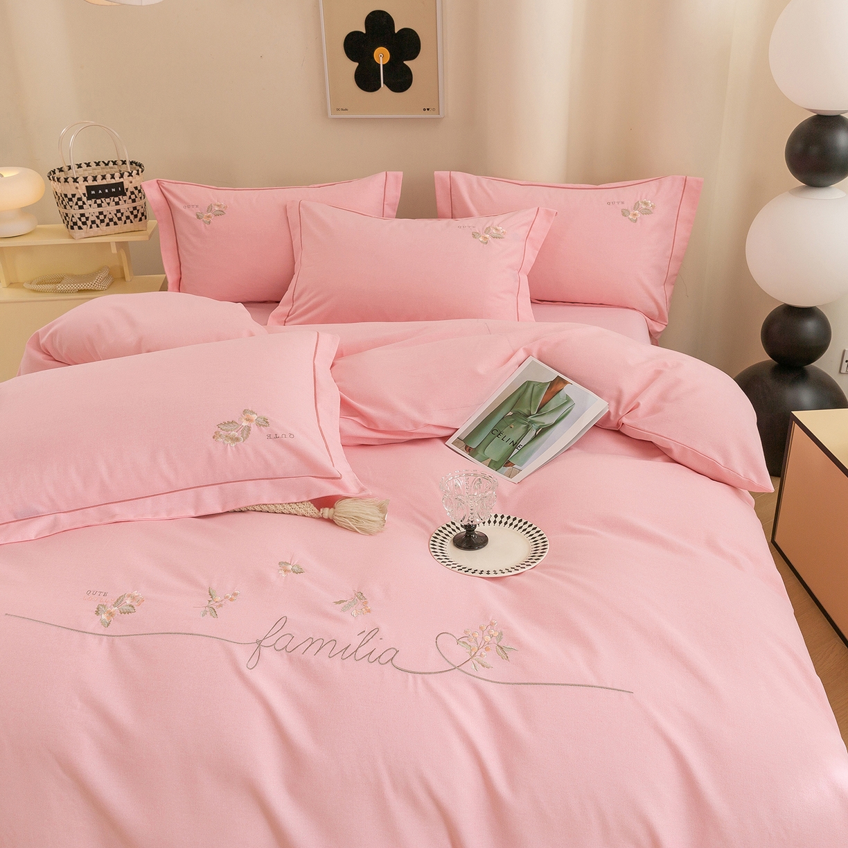 91家纺网 家纺一手货源 找家纺 （总）绒博士 2025新款全棉磨毛绣花四件套--依恋系列