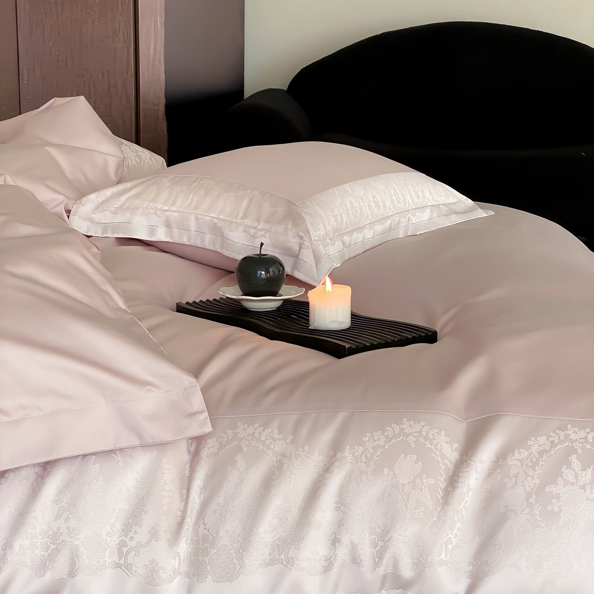 91家纺网 家纺一手货源 找家纺 MIU缪家居 2025新款100支全棉四件套-露西娅【控价388】 露西娅-雾粉