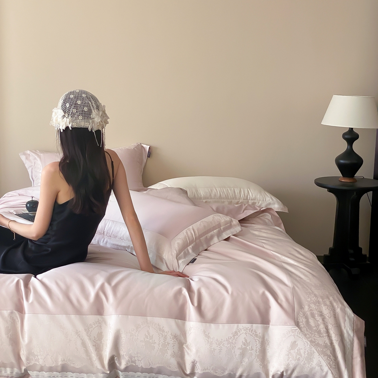 91家纺网 家纺一手货源 找家纺 MIU缪家居 2025新款100支全棉四件套-露西娅【控价388】 露西娅-雾粉