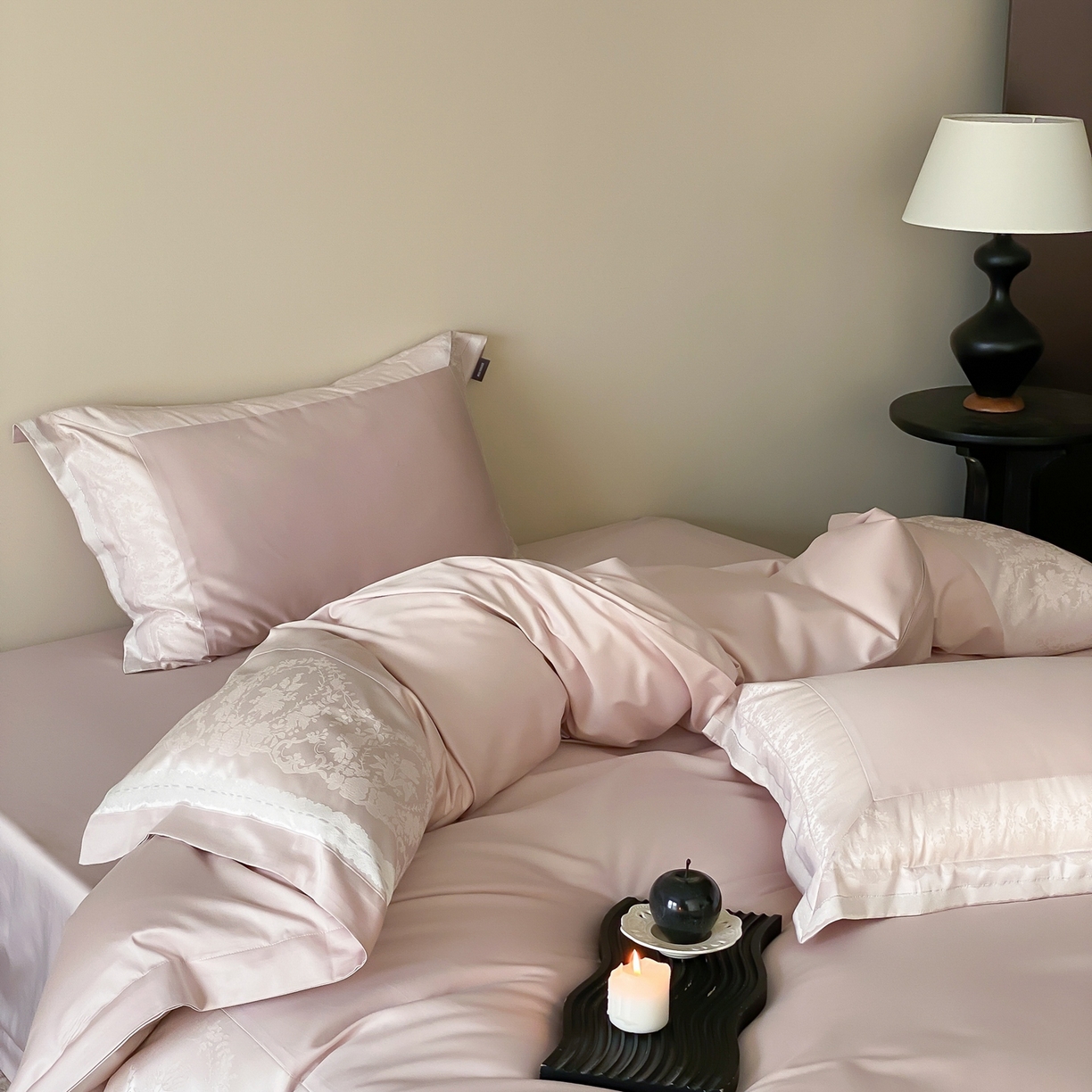 91家纺网 家纺一手货源 找家纺 MIU缪家居 2025新款100支全棉四件套-露西娅【控价388】 露西娅-雾粉